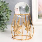 Сувенир интерьерный металл, стекло "Листья клёна и шар" d=6 см золото 9,5х9х14 см - фото 22171457