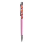Ручка подарочная шариковая в пластиковом футляре поворотная Стразы розовая с серебром - Фото 3