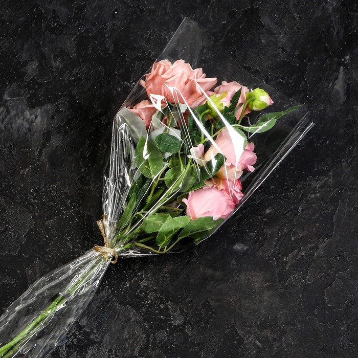 Пакет для цветов, конус на 1 розу, 6+21*80см, прозрачный - Фото 1
