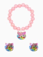 Набор детский «Выбражулька» 2 предмета: клипсы, браслет, фигурка кошечка, розовый - Фото 1