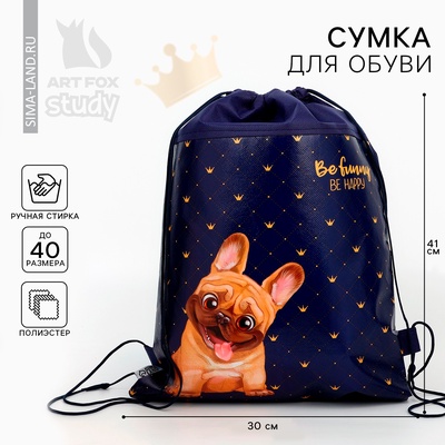 Мешок для обуви «Мопсик» (полиэстер) 41×30 см