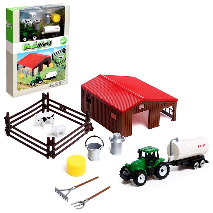Игровой набор «Ферма», трактор, сарай и животные - Фото 1