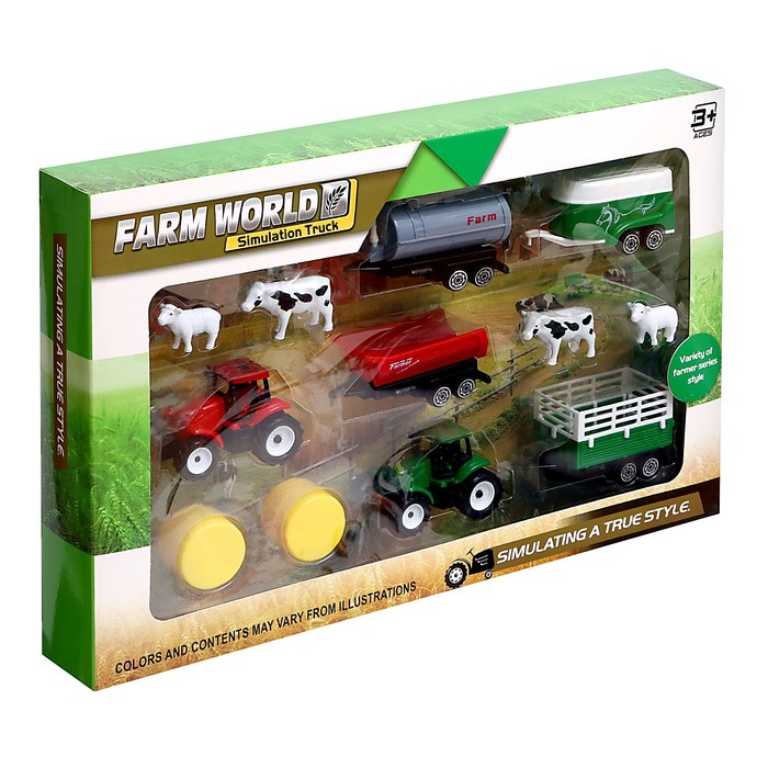 Игровой набор «Ферма», 2 трактора и животные - фото 1911928485