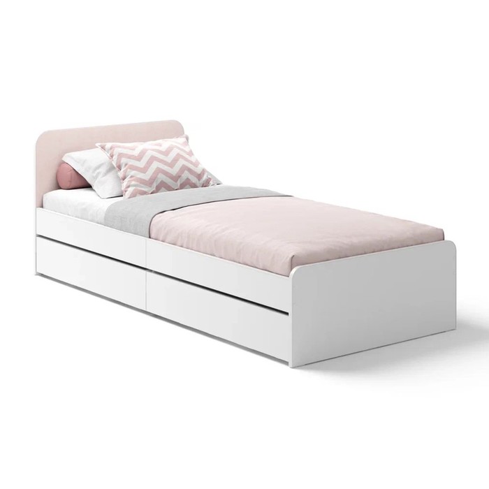 Кровать «Хедвиг», ортопедическое основавние, ящики, 200х90 см, цвет розовый велюр