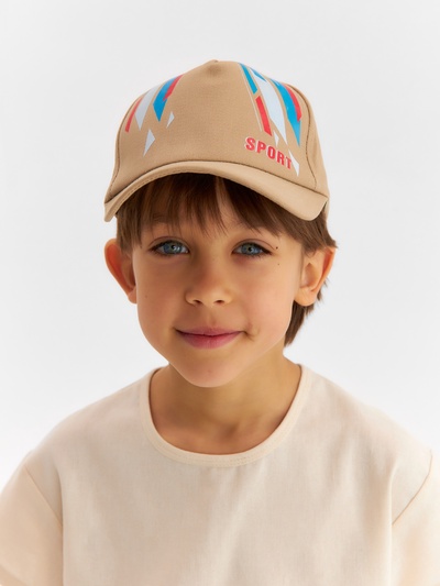 Кепка для мальчика Sport, бежевая, размер 52-54