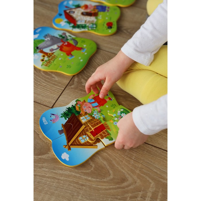 Развивающий мягкий пазл «Три поросенка», 4 пазла, 16 элементов 62381