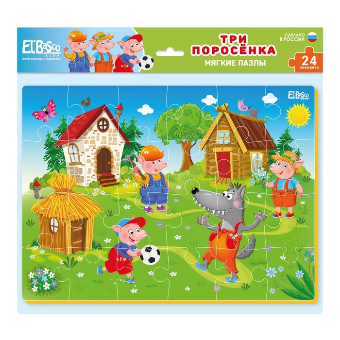 Развивающий мягкий пазл «Три поросенка», формат А4, 24 элемента 62385