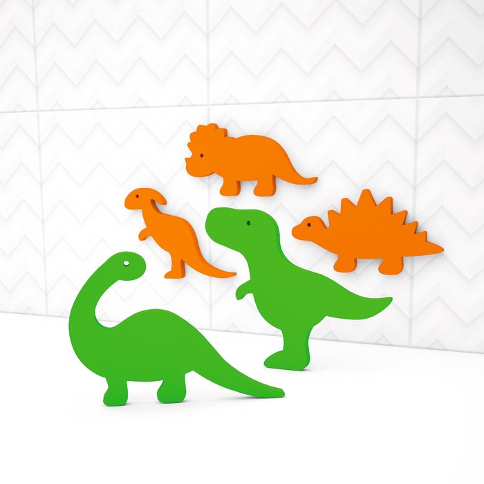 Развивающий набор стикеров для игры в ванне «Динозавры», 5 элементов - Фото 1