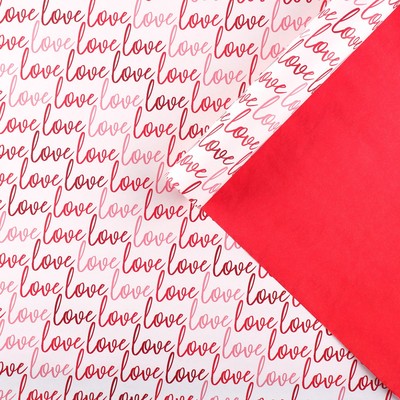 Бумага упаковочная двухсторонняя крафтовая «Любовь», 70 х 100 см