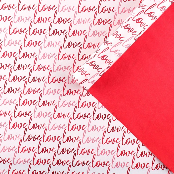 Бумага упаковочная двухсторонняя крафтовая «Любовь», 70 х 100 см - Фото 1