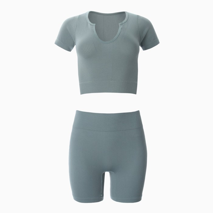 Комплект женский (топ, шорты), цвет тёмно-бирюзовый, ONE SIZE (42-46) 62392