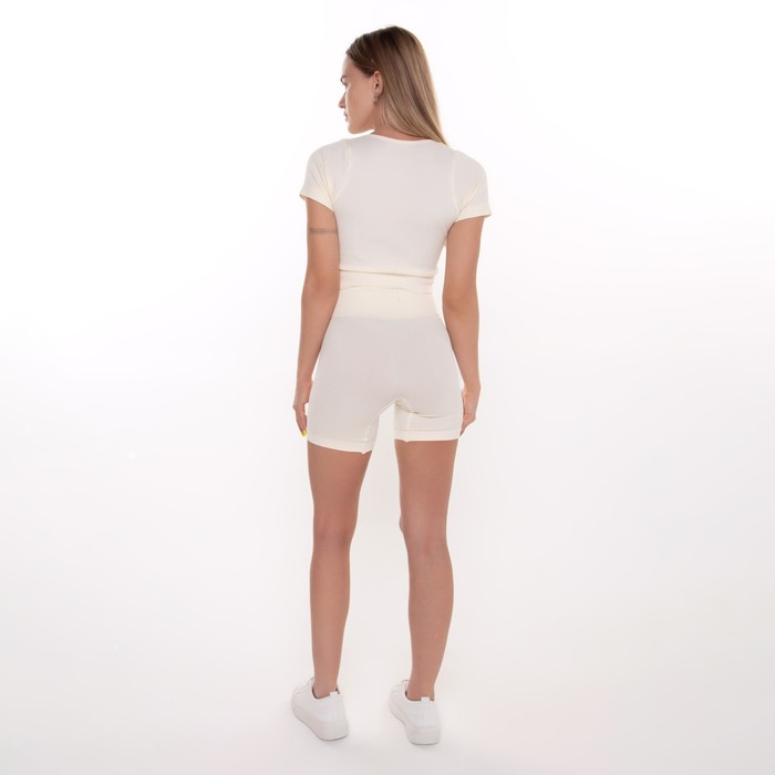 Комплект женский (топ, шорты), цвет бежевый, ONE SIZE (42-46) 62393