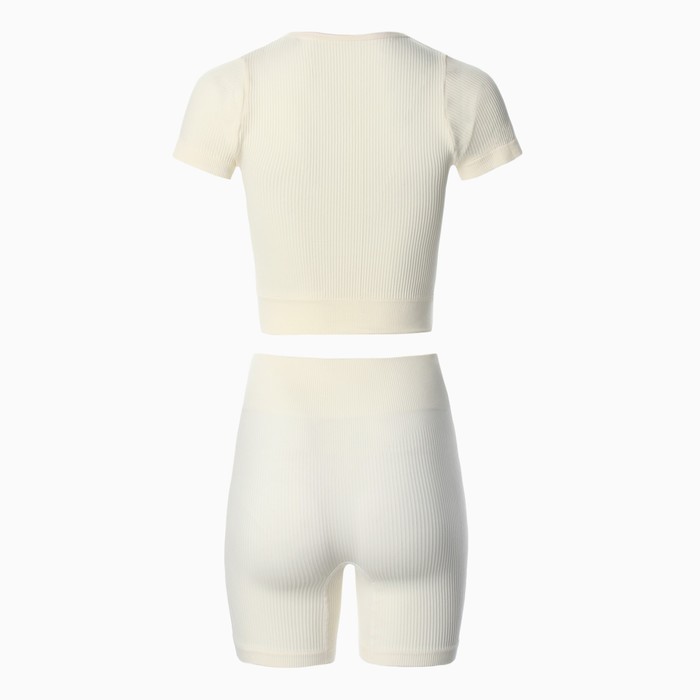 Комплект женский (топ, шорты), цвет бежевый, ONE SIZE (42-46) 62393