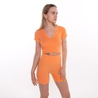 Комплект женский (топ, шорты), цвет оранжевый, ONE SIZE (42-46) - Фото 2