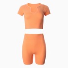 Комплект женский (топ, шорты), цвет оранжевый, ONE SIZE (42-46) - Фото 7