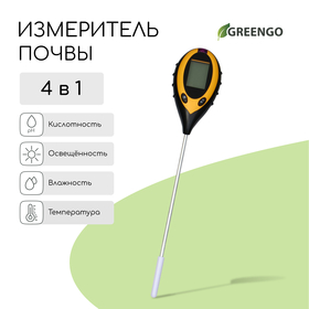 Измеритель почвы 4 в 1: для влажности, кислотности, освещёности и температуры, Greengo