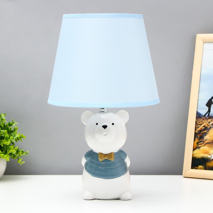 Настольная лампа "Мишка" Е14 40Вт бело-голубой 20х20х32 см RISALUX
