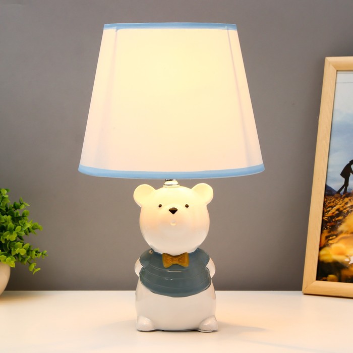 Настольная лампа "Мишка" Е14 40Вт бело-голубой 20х20х32 см RISALUX - фото 1907706945