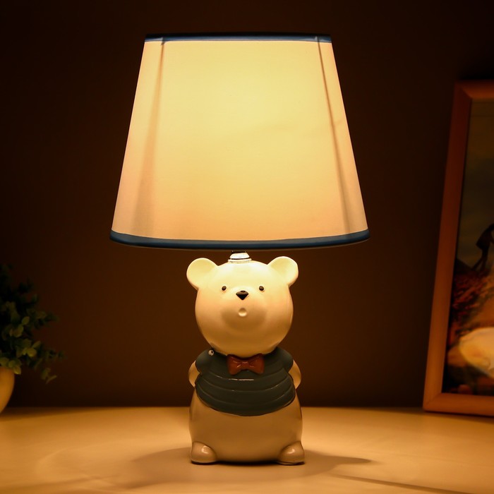 Настольная лампа "Мишка" Е14 40Вт бело-голубой 20х20х32 см RISALUX - фото 1907706946