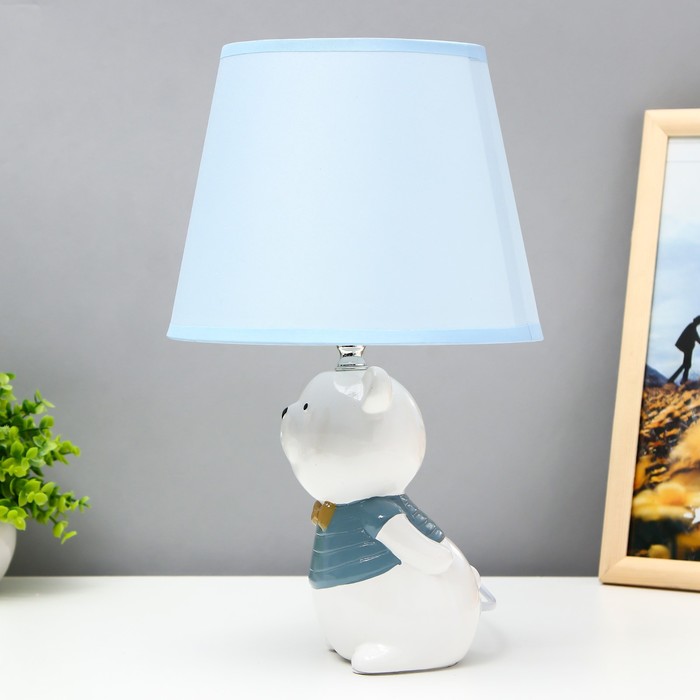 Настольная лампа "Мишка" Е14 40Вт бело-голубой 20х20х32 см RISALUX - фото 1907706947