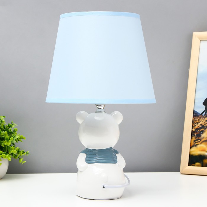 Настольная лампа "Мишка" Е14 40Вт бело-голубой 20х20х32 см RISALUX - фото 1907706948