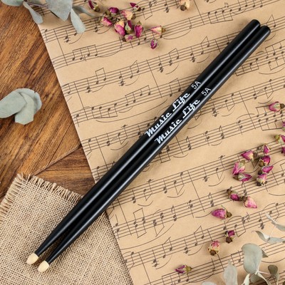 Барабанные палочки Music Life, 5 А, клён, черные