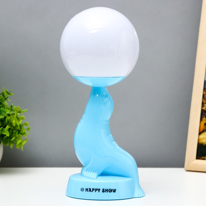 Настольная лампа "Морской котик" LED 3Вт 3АА 3000К голубой 10х11х26 см RISALUX - фото 1909168838