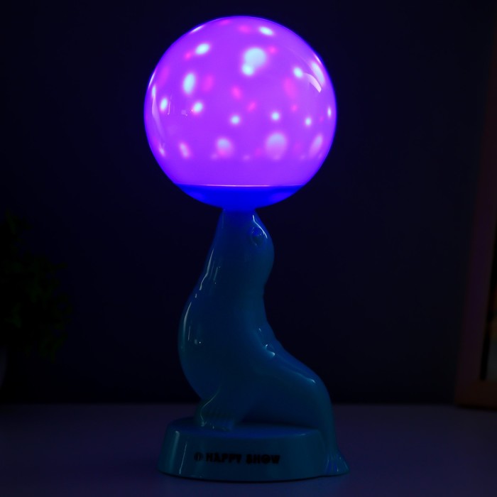 Настольная лампа "Морской котик" LED 3Вт 3АА 3000К голубой 10х11х26 см RISALUX - фото 1890070798