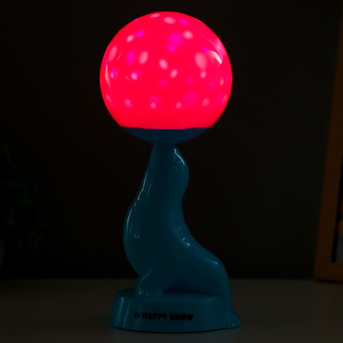 Настольная лампа "Морской котик" LED 3Вт 3АА 3000К голубой 10х11х26 см RISALUX - фото 1890070800