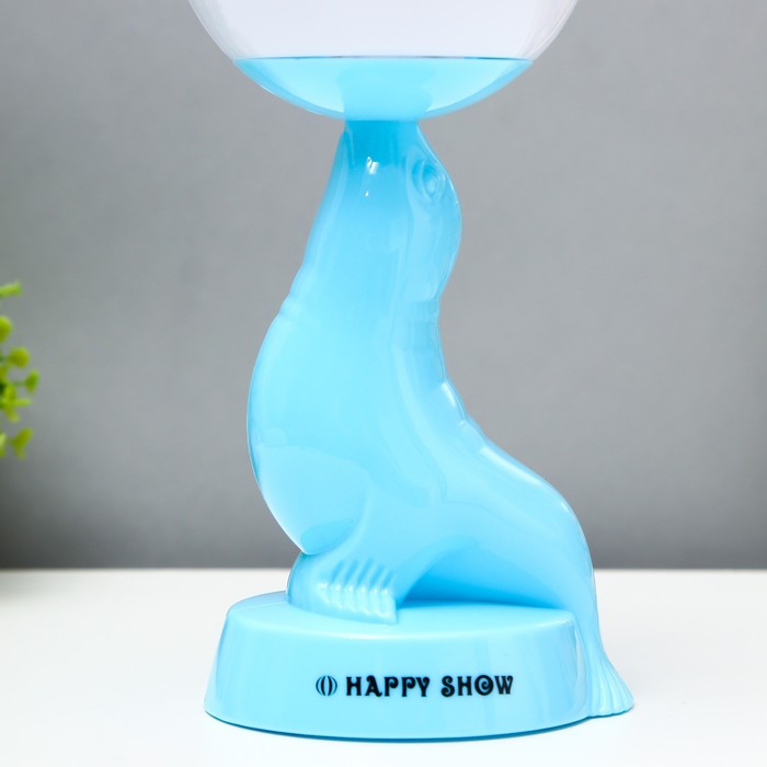 Настольная лампа "Морской котик" LED 3Вт 3АА 3000К голубой 10х11х26 см RISALUX - фото 1909168847
