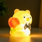 Фигурка световая RISALUX «Мишка», LED-ночник, от батареек, бело-розовый, 8.3×9 см - фото 22174726