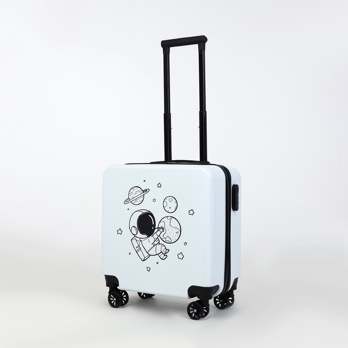 Чемодан детский на колёсах 39 л (S), на молнии, с кодовым замком, 4 колеса, белый - Фото 1