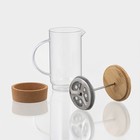 Заварочный чайник френч-пресс BellaTenero «Эко cork», 600 мл, с бамбуковой крышкой и подставкой, стекло - Фото 3