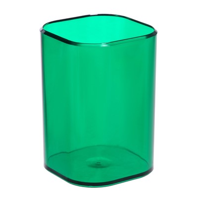 Подставка-стакан для канцелярии СТАММ "Фаворит", пластиковый, квадрат., тонировано-зеленая