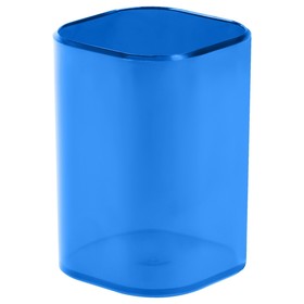 Подставка-стакан для пишущих принадлежностей Стамм "Фаворит", квадратная, тонированная синяя