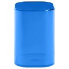 Подставка-стакан для канцелярии СТАММ "Фаворит", пластиковый, квадратнный, тонировано-синяя - Фото 2