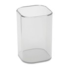 Подставка-стакан для канцелярии СТАММ "Фаворит", пластиковый, квадратный, прозрачная - фото 300160739