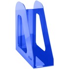 Лоток для бумаг вертикальный СТАММ "Фаворит", тонированный синий, ширина 90мм - фото 299403333