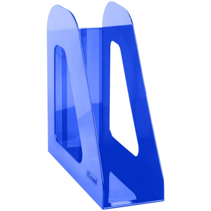 Лоток для бумаг вертикальный СТАММ "Фаворит", тонированный синий, ширина 90мм - Фото 1