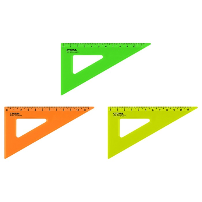 Треугольник 30*/11 см СТАММ, пластиковый, прозрачный, неоновые цвета, МИКС - Фото 1