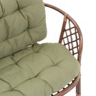 Набор садовой мебели "Bagama": 2 кресла, 1 диван, 1 стол, ротанг тёмный, подушки зелёные - Фото 5