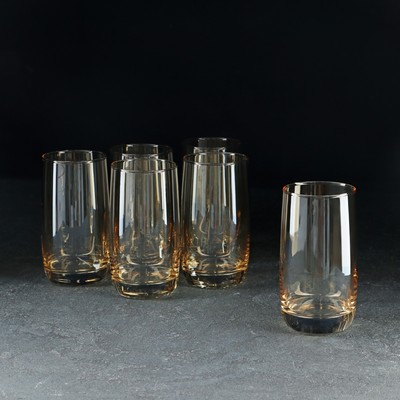 Набор высоких стаканов «Медовый», 330 мл, 6 шт., стекло, медные