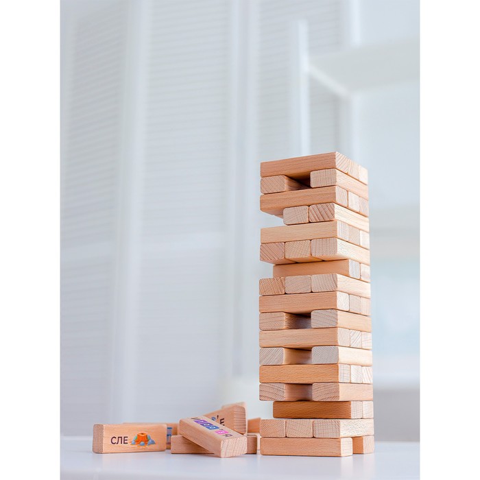 Настольная игра дженга «Башня с ребусами», 54 элемента - фото 1906260249