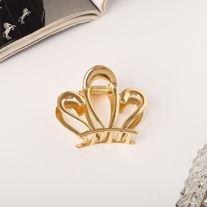 Краб для волос "Либерти" корона, 4 см, золото - Фото 1