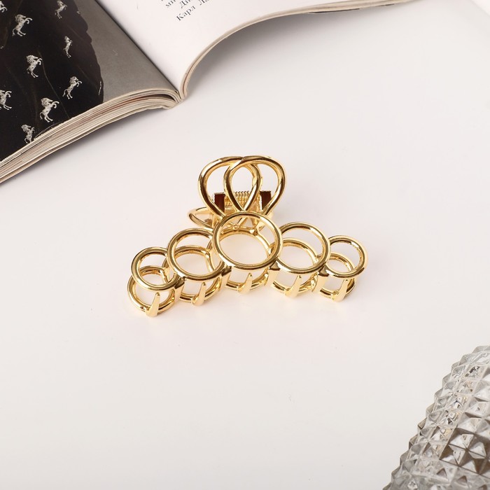 Краб для волос "Либерти" кольца, 7,5 см, золото - Фото 1