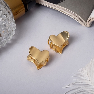 Крабик для волос «Либерти», набор 2 шт., сердце, 1.5 см, золото