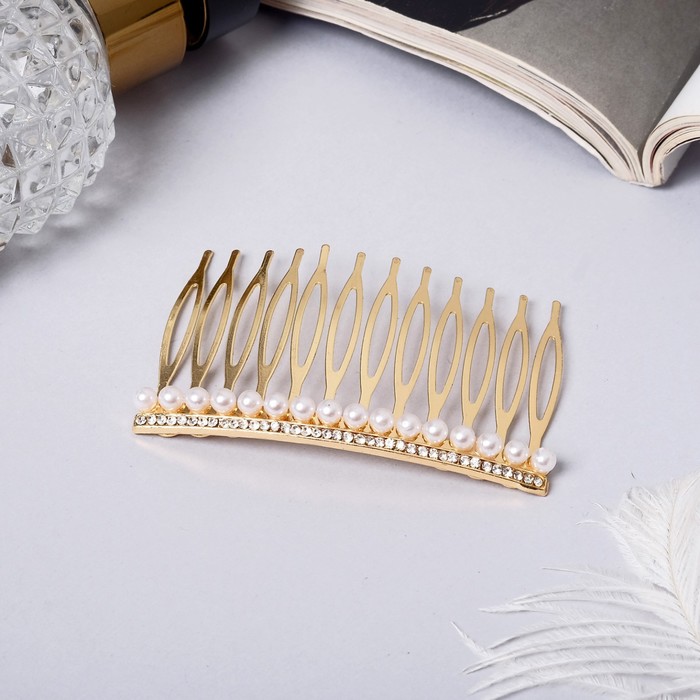 Гребень для волос QF «Либерти», роскошь, 6×4 см, золото - Фото 1