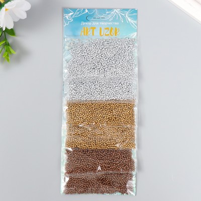 Бисер круглый 12/0 "Золото, серебро, бронза" 6 цветов х 10 гр 20х8 см