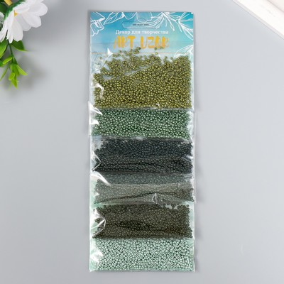 Бисер круглый 12/0 «Оттенки леса», 6 цветов × 10 г, 20×8 см