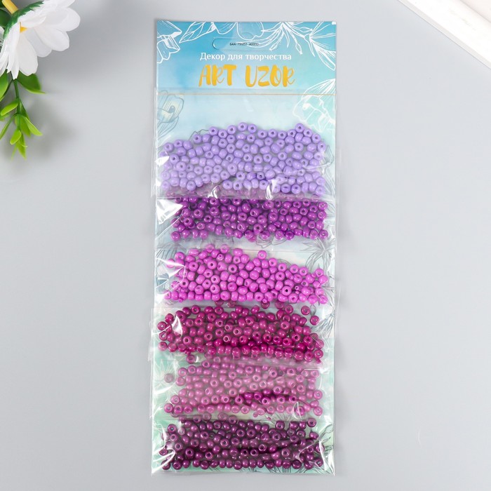 Бисер круглый 6/0 "Пурпурная дымка" 6 цветов х 10 гр 20х8 см - Фото 1